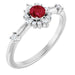 Ladies Natural Ruby Natural Diamond Halo-Style Ring (I1, G-H) — Sterling Silver