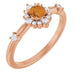 Ladies Natural Citrine Natural Diamond Halo-Style Ring (I1, G-H) — 14K Rose Gold
