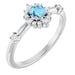 Ladies Natural Aquamarine Natural Diamond Halo-Style Ring (I1, G-H) — Sterling Silver