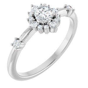 Ladies Natural White Sapphire Natural Diamond Halo-Style Ring (SI2-SI3, G-H) — Platinum