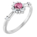 Ladies Natural Pink Tourmaline Natural Diamond Halo-Style Ring (I1, G-H) — Sterling Silver