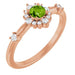 Ladies Natural Peridot Natural Diamond Halo-Style Ring (I1, G-H) — 14K Rose Gold