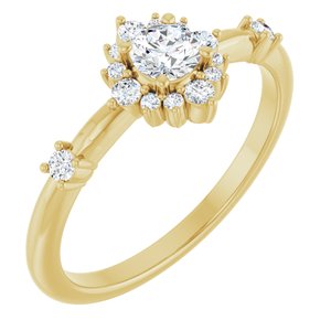 Ladies Natural White Sapphire Natural Diamond Halo-Style Ring (I1, G-H) — 14K Yellow Gold
