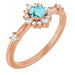 Ladies Natural Blue Zircon Natural Diamond Halo-Style Ring (I1, G-H) — 14K Rose Gold