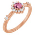 Ladies Natural Pink Tourmaline Natural Diamond Halo-Style Ring (I1, G-H) — 14K Rose Gold