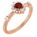 Ladies Natural Mozambique Garnet Natural Diamond Halo-Style Ring (I1, G-H) — 14K Rose Gold