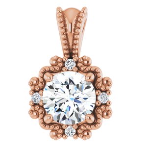Ladies Natural Diamond Pendant (I1, G-H) — 14K Rose Gold