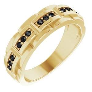 Ladies Natural Black Diamond Ring (Opaque, Black) — 14K Yellow Gold
