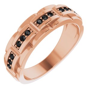 Ladies Natural Black Diamond Ring (Opaque, Black) — 14K Rose Gold