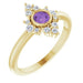 Ladies Natural Amethyst Natural Diamond Ring (I1, G-H) — 14K Yellow Gold