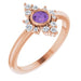 Ladies Natural Amethyst Natural Diamond Ring (I1, G-H) — 14K Rose Gold