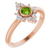 Ladies Natural Peridot Natural Diamond Ring (I1, G-H) — 14K Rose Gold