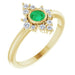 Ladies Natural Emerald Natural Diamond Ring (I1, G-H) — 14K Yellow Gold
