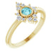 Ladies Natural Blue Zircon Natural Diamond Ring (I1, G-H) — 14K Yellow Gold