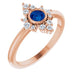 Ladies Natural Blue Sapphire Natural Diamond Ring (I1, G-H) — 14K Rose Gold
