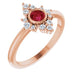 Ladies Natural Ruby Natural Diamond Ring (I1, G-H) — 14K Rose Gold
