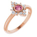 Ladies Natural Pink Tourmaline Natural Diamond Ring (I1, G-H) — 14K Rose Gold