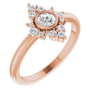Ladies Natural White Sapphire Natural Diamond Ring (I1, G-H) — 14K Rose Gold