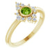 Ladies Natural Peridot Natural Diamond Ring (I1, G-H) — 14K Yellow Gold