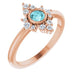 Ladies Natural Blue Zircon Natural Diamond Ring (I1, G-H) — 14K Rose Gold
