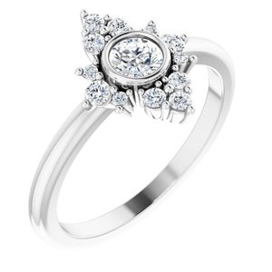 Ladies Natural White Sapphire Natural Diamond Ring (I1, G-H) — Sterling Silver