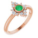 Ladies Natural Emerald Natural Diamond Ring (I1, G-H) — 14K Rose Gold
