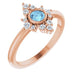 Ladies Natural Aquamarine Natural Diamond Ring (I1, G-H) — 14K Rose Gold