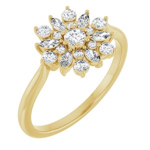 Ladies Natural Diamond Vintage-Inspired Ring (SI2-SI3, GHI) — 14K Yellow Gold