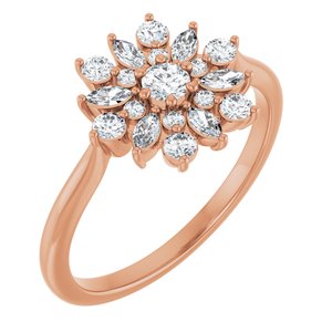 Ladies Natural Diamond Vintage-Inspired Ring (SI2-SI3, GHI) — 14K Rose Gold