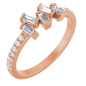 Ladies Natural Diamond Scattered Ring (SI2-SI3, GHI) — 14K Rose Gold
