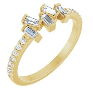 Ladies Natural Diamond Scattered Ring (SI2-SI3, GHI) — 14K Yellow Gold