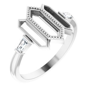 Ladies Natural Diamond Geometric Ring (SI2-SI3, GHI) — Platinum