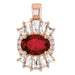 Ladies Natural Mozambique Garnet Natural Diamond Pendant (I1, G-H, Ghi) — 14K Rose Gold