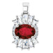 Ladies Natural Mozambique Garnet Natural Diamond Pendant (I1, G-H, Ghi) — Sterling Silver