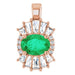 Ladies Natural Emerald Natural Diamond Pendant (I1, G-H, Ghi) — 14K Rose Gold