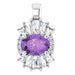 Ladies Natural Amethyst Natural Diamond Pendant (I1, G-H, Ghi) — Sterling Silver