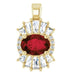 Ladies Natural Mozambique Garnet Natural Diamond Pendant (I1, G-H, Ghi) — 14K Yellow Gold
