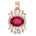Ladies Natural Ruby Natural Diamond Pendant (I1, G-H, Ghi) — 14K Rose Gold