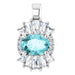 Ladies Natural Blue Zircon Natural Diamond Pendant (I1, G-H, Ghi) — Sterling Silver