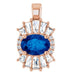 Ladies Natural Blue Sapphire Diamond Pendant (I1, G-H, Ghi) — 14K Rose Gold