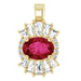 Ladies Natural Ruby Natural Diamond Pendant (I1, G-H, Ghi) — 14K Yellow Gold