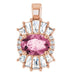 Ladies Natural Pink Tourmaline Natural Diamond Pendant (I1, G-H, Ghi) — 14K Rose Gold
