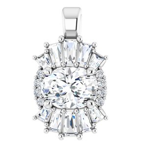 Ladies Natural White Sapphire Natural Diamond Pendant (Si2-Si3, G-H, Ghi) — Platinum