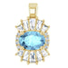 Ladies Natural Aquamarine Natural Diamond Pendant (I1, G-H, Ghi) — 14K Yellow Gold