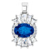 Ladies Natural Blue Sapphire Natural Diamond Pendant (Si2-Si3, G-H, Ghi) — Platinum