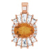 Ladies Natural Citrine Natural Diamond Pendant (I1, G-H, Ghi) — 14K Rose Gold