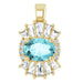 Ladies Natural Blue Zircon Natural Diamond Pendant (I1, G-H, Ghi) — 14K Yellow Gold