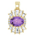 Ladies Natural Amethyst Natural Diamond Pendant (I1, G-H, Ghi) — 14K Yellow Gold