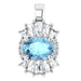 Ladies Natural Aquamarine Natural Diamond Pendant (I1, G-H, Ghi) — Sterling Silver