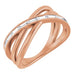 Ladies Natural Diamond Criss-Cross Ring (SI2-SI3, GHI) — 14K Rose Gold